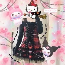 Vestido clásico de encaje con volantes para mujer, sin mangas, a cuadros, Vintage, gótico, minivestidos de baile, disfraz de Cosplay de talla grande