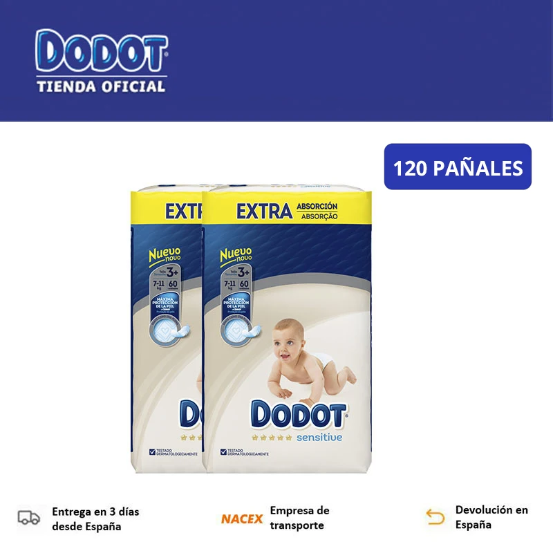 Dodot Pañales Bebé Sensitive Talla 3 (6-10 kg) 198 Pañales + Pack de 40  Toallitas Gratis Cuidado Total Aqua, Absorción y Protección de la Piel de  Dodot, Pack Mensual : : Bebé