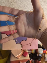 Collar con colgante de estrellas para mujer, gargantilla de metal modelo JN0377 con accesorios de estrellas de cinco puntas en color dorado, sencilla para regalo de fiesta