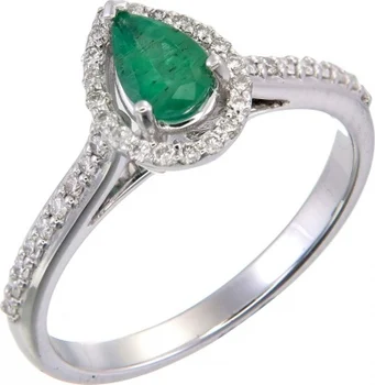 

Sargon jewelry drop ring with emerald and diamonds in white gold