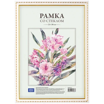 

Frame plastic officespace color white gold 21x30 cm