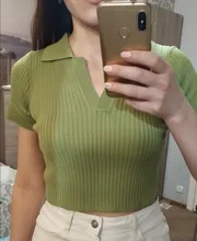 Polo Shirts Tees Short-Sleeve Mujer Camisetas Cropped Slim-Fit ITOOLIN Female Sexy Summer Vintage