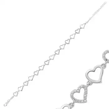 

Merve Sterling Silver Heart Women Bracelet