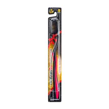 

Charcoal & Nano gold double row toothbrush with charcoal and gold nanoparticles