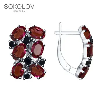 

Drop Earrings with stones SOKOLOV silver with Swarovski crystals and cubic fashion jewelry 925 women's male, long earrings
