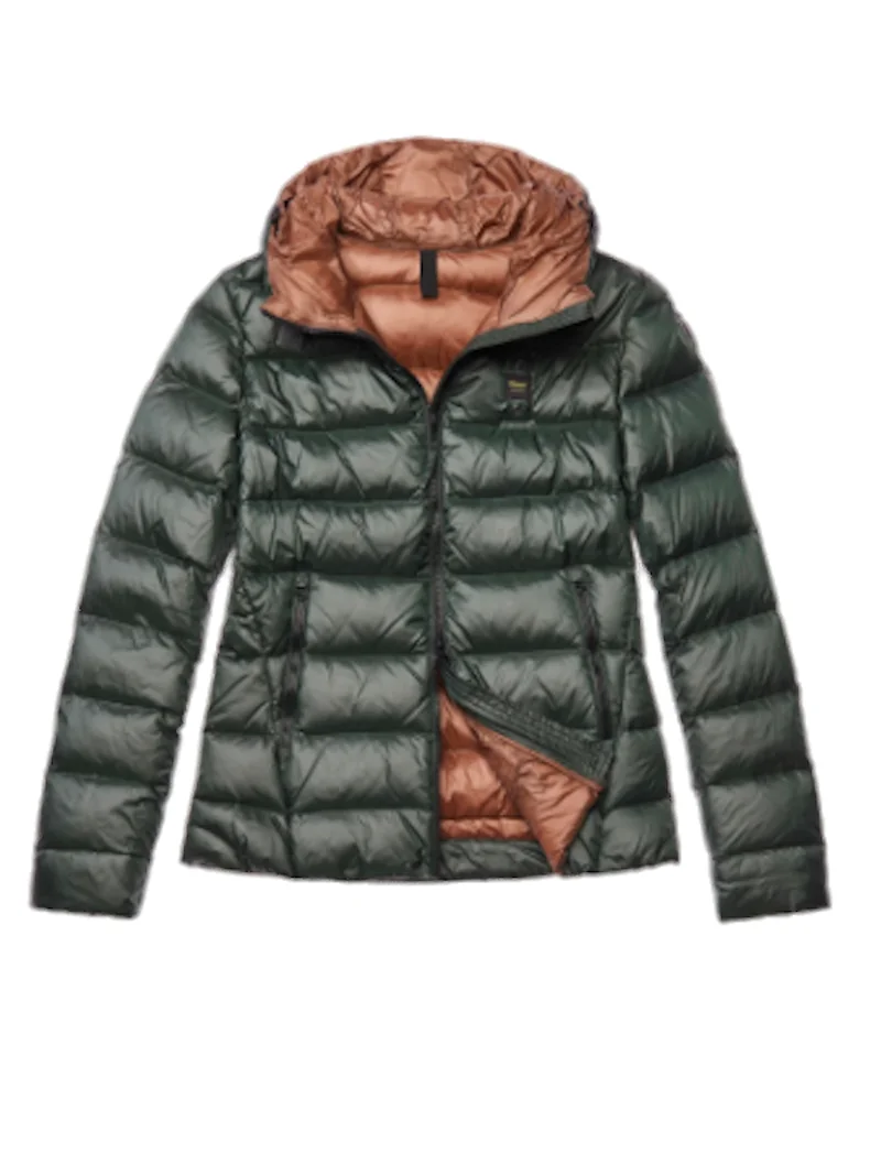 Пуховое одеяло BLAUER-с капюшоном-mod. COLE-REAL FEATHER-19WBLDC03010 Col. GREEN