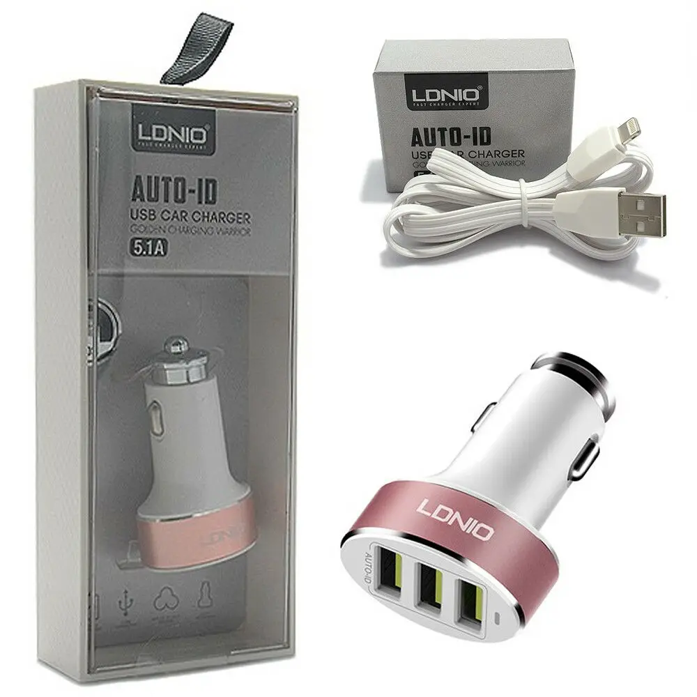 Автомобильное зарядное устройство Ldnio USB с быстрым автоматическим usb-портом 5.1A