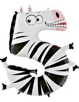 

Balloon Number 5 100cm Animaloon Zebra-Foil Polyamide-G45-0WE