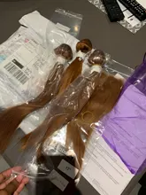 Human-Hair-Bundles Closure Brown Straight Kemy-Hair Brazilian with 3PCS Non-Remy