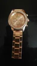 Reloj de lujo con diamantes de Ginebra para Mujer, cronógrafo de cuarzo con tachuelas de acero y tres ojos, a la moda