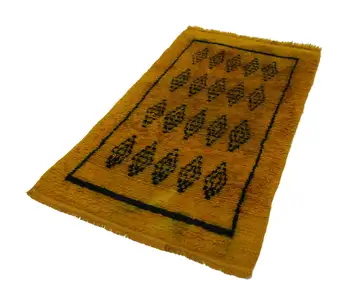 

111x182 Cm Yellow Handmade Vintage Tulu Rug-4x6 Ft