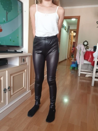 Girl's Solid Color PU Leather Leggings photo review