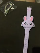 Relojes de conejo con funda abatible para niñas, reloj electrónico de goma para niños, femenino, Infantil, Saati
