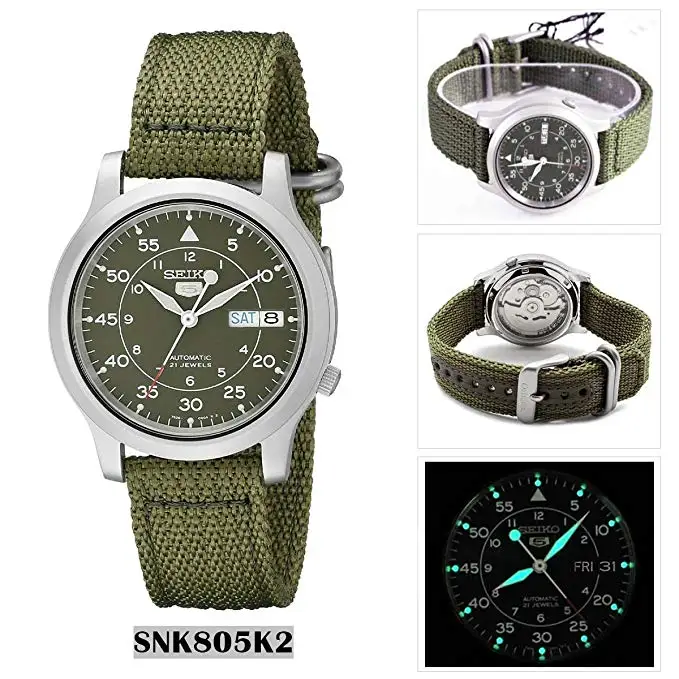 Seiko 5 Military Automatic Nylon SNK805K2 belt fabric Seiko 5 Military Automatic Nylon SNK805K2 cloth watch