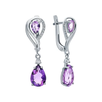 

Silver earrings with amethyst and cubic zirconia sunlight sample 925 test
