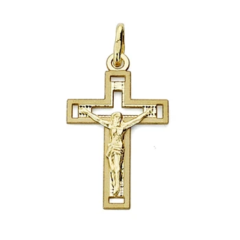

Cross crucifix 18k gold Christ openwork 22mm. [7686]
