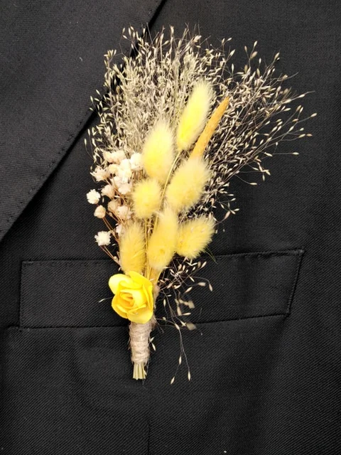 6 Pcs Of Natural Fresh Dried Preserved Flowers Gypsophila Paniculata Needle Corsage Boutonniere groom Yellow