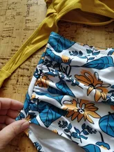 Bikini femenino con cuello Halter y cintura alta, traje de baño con cuello halter y cintural alta con estampado floral en talla XXL