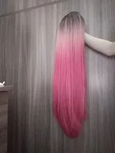LOUIS FERRE negro Rosa rojo pelucas Cosplay largo recto Ombre peluca sintética con flequillo negro las mujeres Afro resistente al calor de fibra