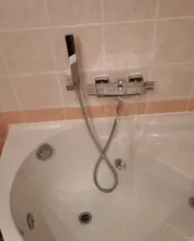 Bathroom Tub Faucet Single Handle Waterfall Spout Mixer Tap with Hand Shower Wall Mounted