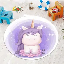 Else фиолетовый маленький Единорог лошади девушки 3d шаблон печати противоскользящие сзади круглые ковры области ковры для детей Детская комната