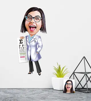 

Personalized Women 'S Eye Doctor Caricature Of Wall Sticker (50x70cm)