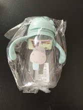 Botella de paja de agua potable con dibujos de animales para niños, Bola de gravedad, taza de bebé con correa para el hombro