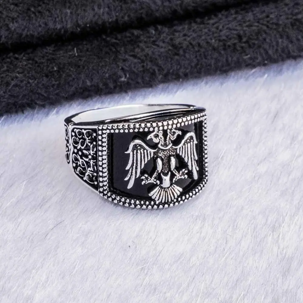 Серебряное кольцо с черным ониксом Seljuk Eagle