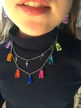 Mini collar de oso de goma para mujer, Color caramelo, regalos de Navidad, collares colgantes de estrella, joyería para mujer, Bisutería