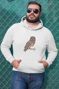 

Angemiel Wear Ethnic Pattern Owl White Men 'S Hooded Sweatshirt