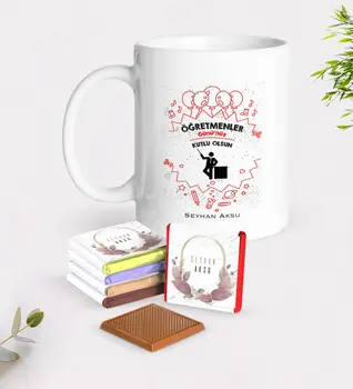 

Personalized Teachers Present-Day Happy White Mug and Chocolate Gift Seti-5