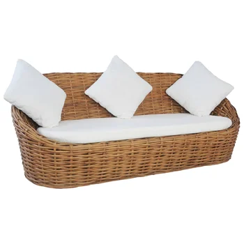 

Natural Rattan sofa 3 seater sofa with cushions