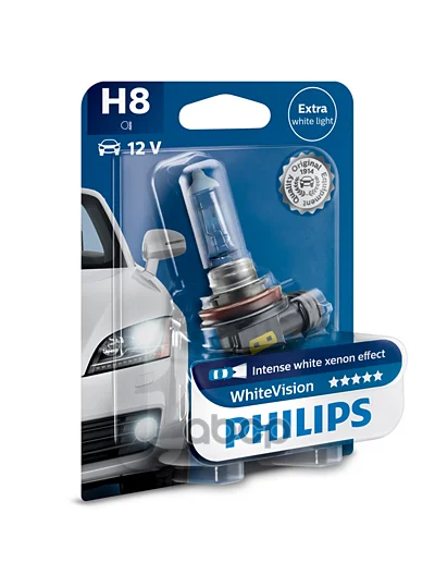 Lamp H8 12v 35W pgj19-1 whitevision (blister) lamp head lighting Philips item No. 12360whvb1 |