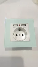 Eu-Power-Socket-Socket Outlet Glass-Panel Usb-Charging-Port Crystal Wall SRAN with 16A