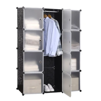 

Large Portable Wardrobe 1 Rod Haning Clothing Storage Organizer Modular Armoire 8 Cube Shelving Unit for Bedroom Living Room