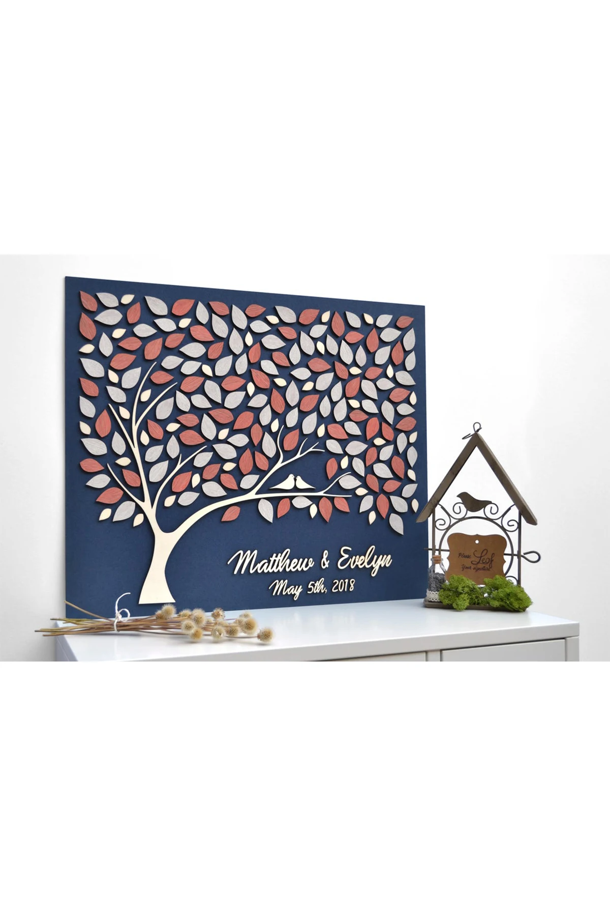 Wedding Guest Visitor Signature Book Wooden Personalized Alternatives to Names Date Mr and Mrs Mariage 3D Love Valentine's Rusti | Дом и