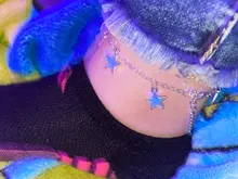 2019 nueva moda luminosa playa vientos azul estrella pentagonal borla tobillera cadena tobilleras para mujer Sandalias pies descalzos 4g
