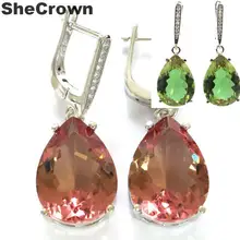 Новое поступление, серьги в форме капель, 18x13 мм, меняющие цвет, шпинель, белый Фианит, женские серебряные серьги в подарок, 35x13 мм