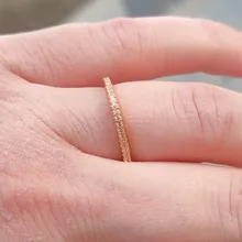 Huitan-Anillos finos minimalistas para mujer, sortija de boda brillante de circón cúbico, alta calidad, versátil, 2020