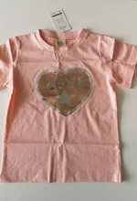 Ropa de verano para bebés, camisetas para niños y niñas, 1 Uds., gráfica con lentejuelas mágicas, Reversible, de algodón, informal, a la moda
