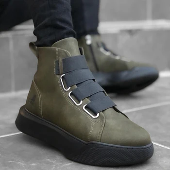 

Khaki color high quality 100% vegan leather men boots. Shoe boot, sneaker boot, chaussure boot, uomo boot, young man boots, chaussures de jeunes hommes