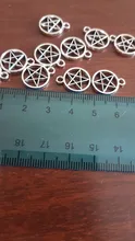 15 Uds. De abalorios de pentagrama de estrella, 17x14mm, colgantes plateados de Color plata antigua, fabricación artesanal, búsqueda de joyería tibetana