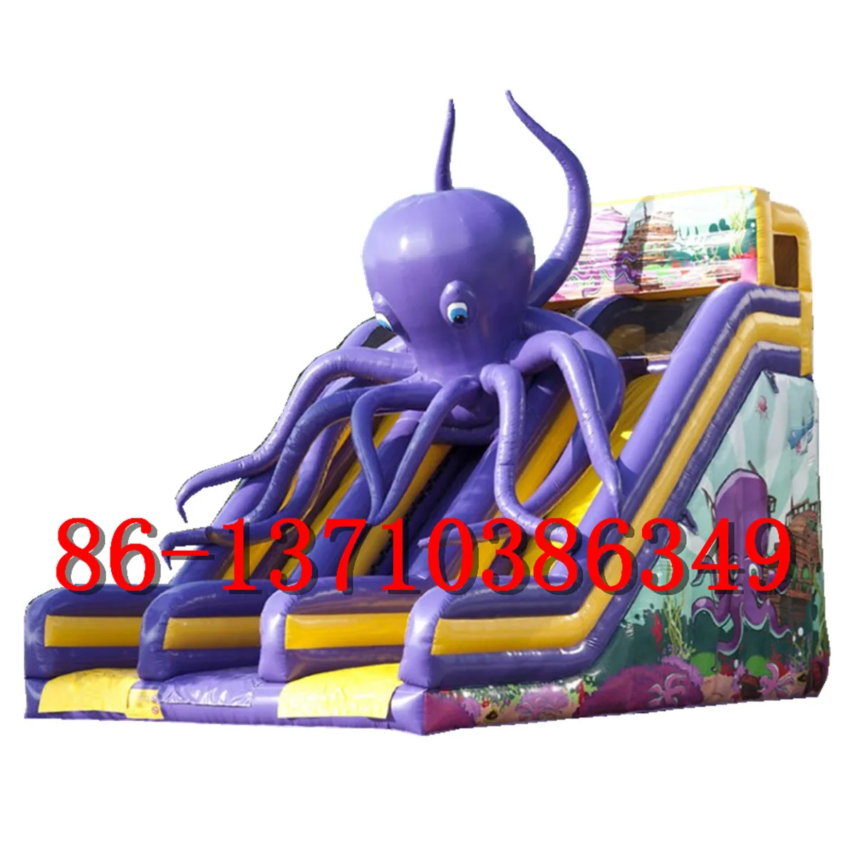 

Commercial custom inflatable cartoon octopus slide, inflatable shark elimination dry slide, hot sale