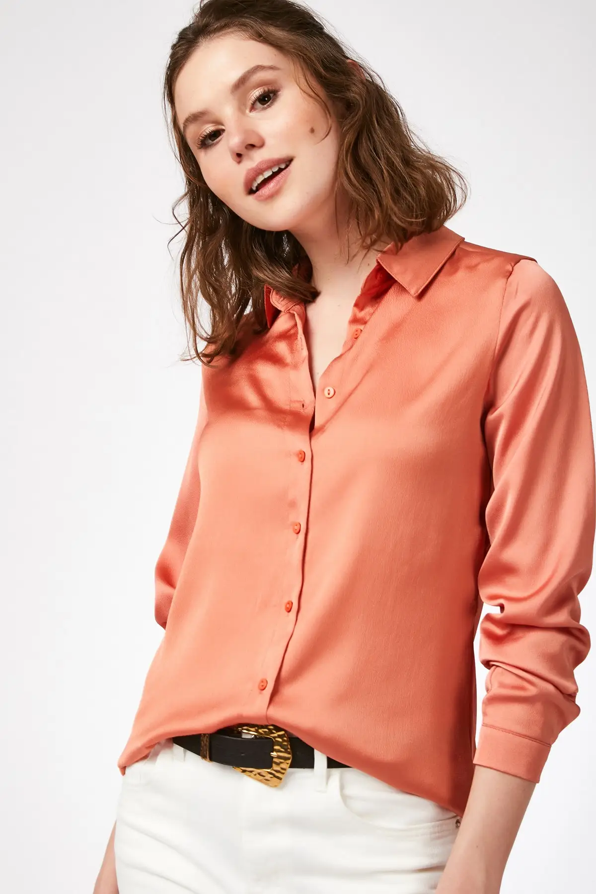 La ist! Camisa de de seda naranja para mujer - Ropa de mujer
