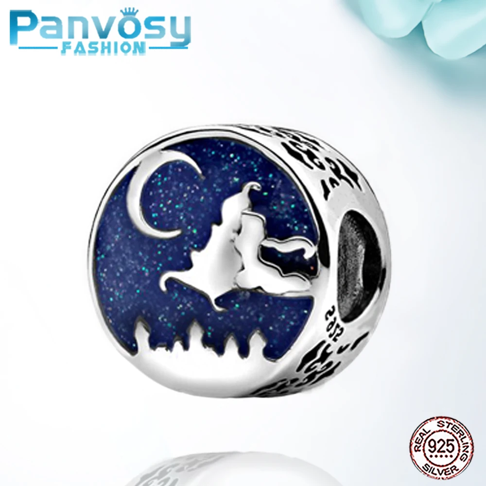 

2020 Blue Sky Bead Sterling Silver 925 Bead Fit Pandora Charm Silver 925 Original Bracelet Round Shape Jewelry Making DIY Gift