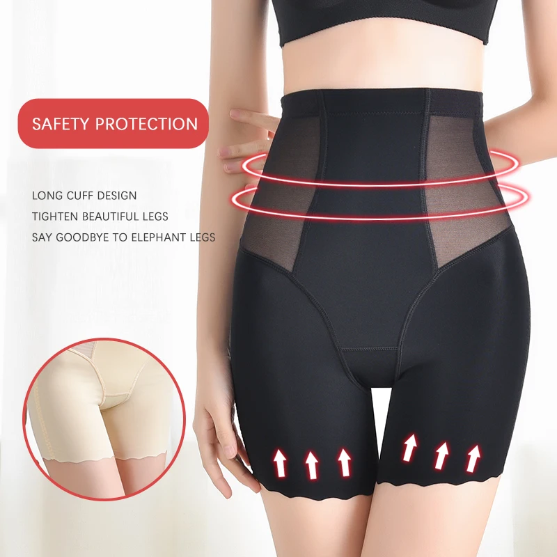 3 in 1 Safety Shorts Shaper Underwear Seamless High Waist Flat Belly Panties Women's Slim Hip Lift Female Boxer Shorts High Waist Underwear
