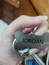 Keychain Pendant Pet-Accessories Pet-Id-Tag Engraved Puppy Dog-Collar Keyring-Bone Cat