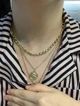 Collar Vintage multicapa para mujer, gargantilla de cadena gruesa, retrato de moda, Color dorado y plateado, joyería