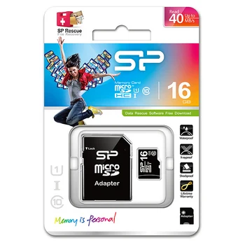 

Micro SD Memory Card with Adaptor Silicon Power SDHC Black