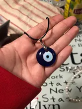 Collar con colgante de ojo malvado para mujer, gargantilla de 25MM, 30MM, 35MM, azul turco, ojo de cristal, cuerda de cuero, regalo de joyería